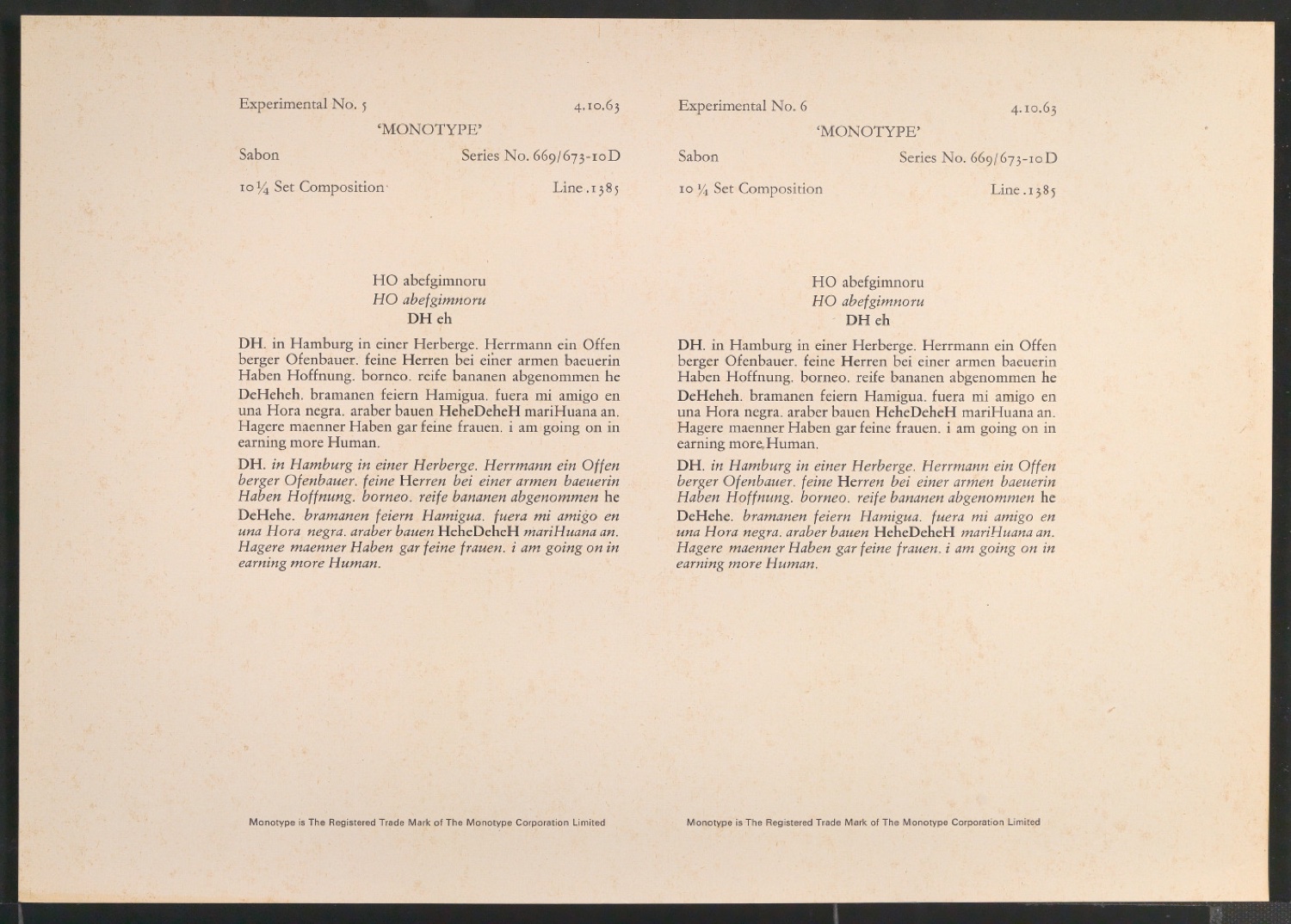 Probedrucke der Sabon in verschiedenen Schriftschnitten und Schriftgraden — Blatt 421