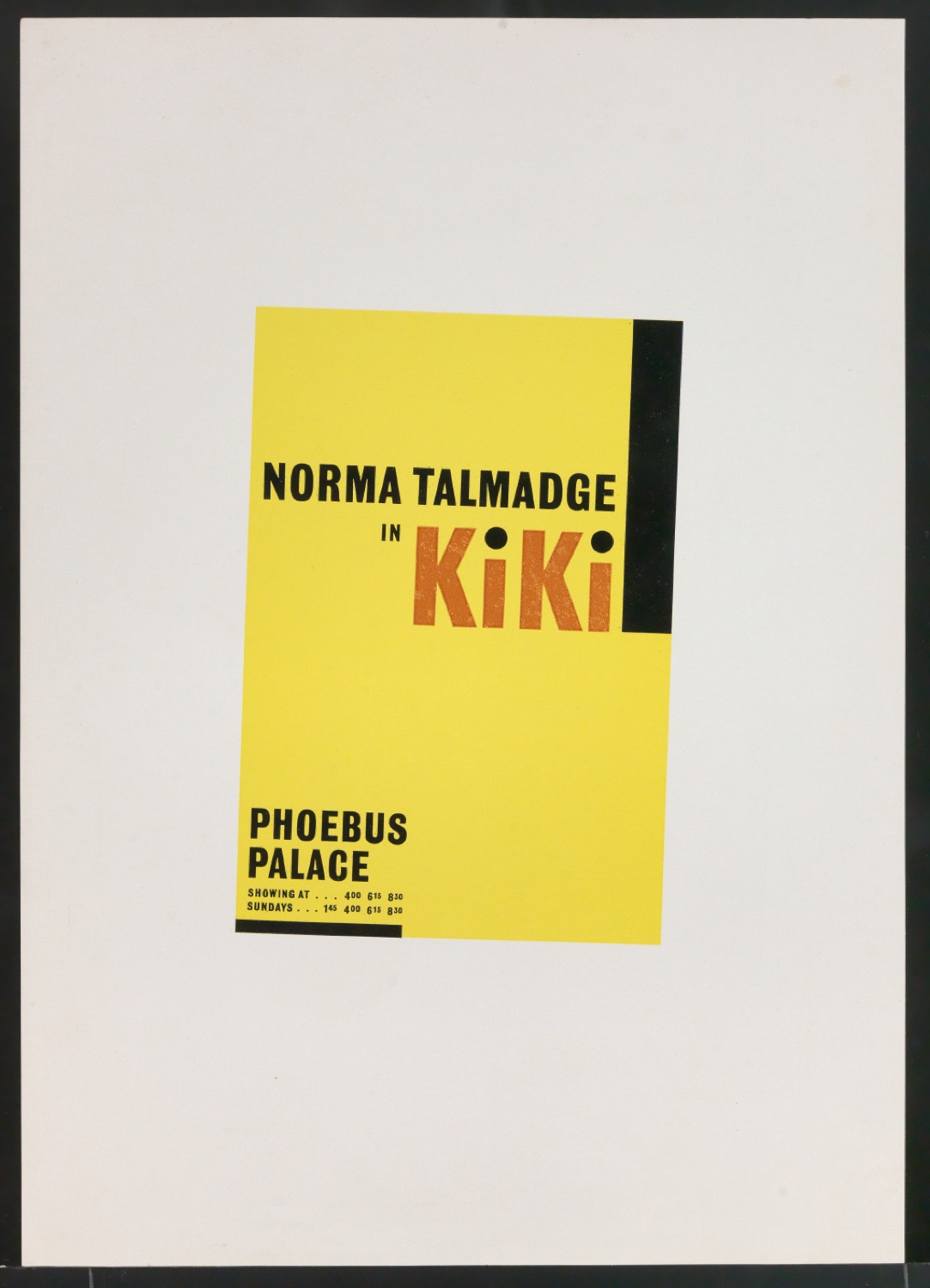 Probedruck einer Illustration mit der Darstellung des Phoebus-Plakates Kiki für Asymmetric Typography — Blatt 1