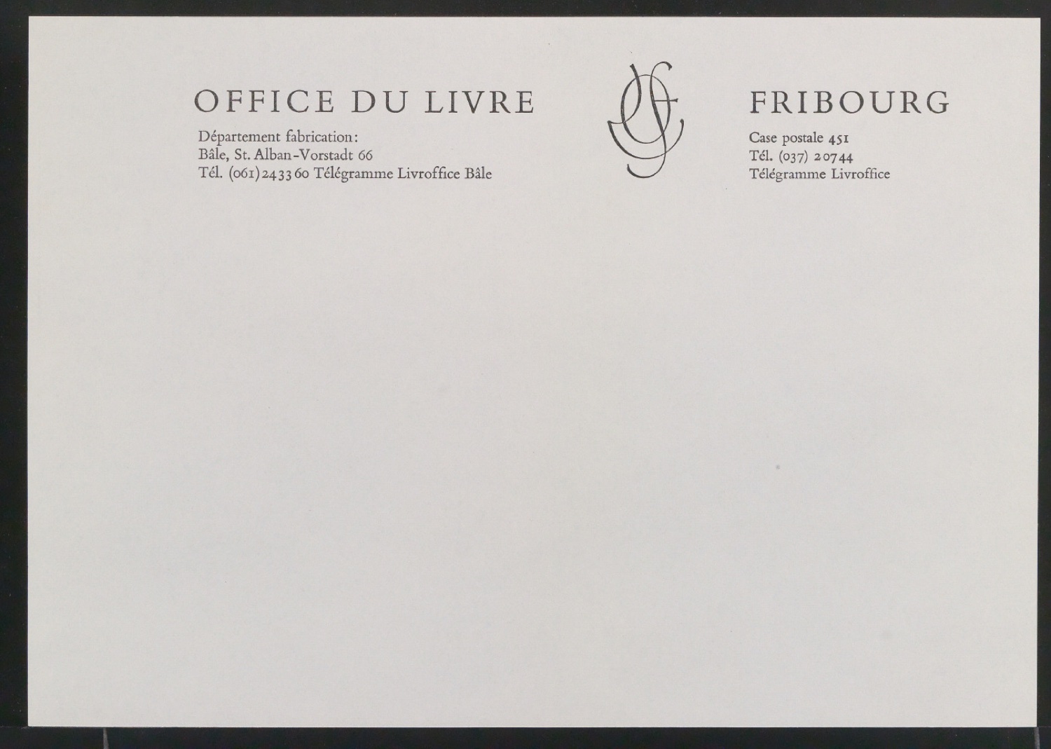Briefbogen und Kurzbriefbogen für Office du Livre — Blatt 1