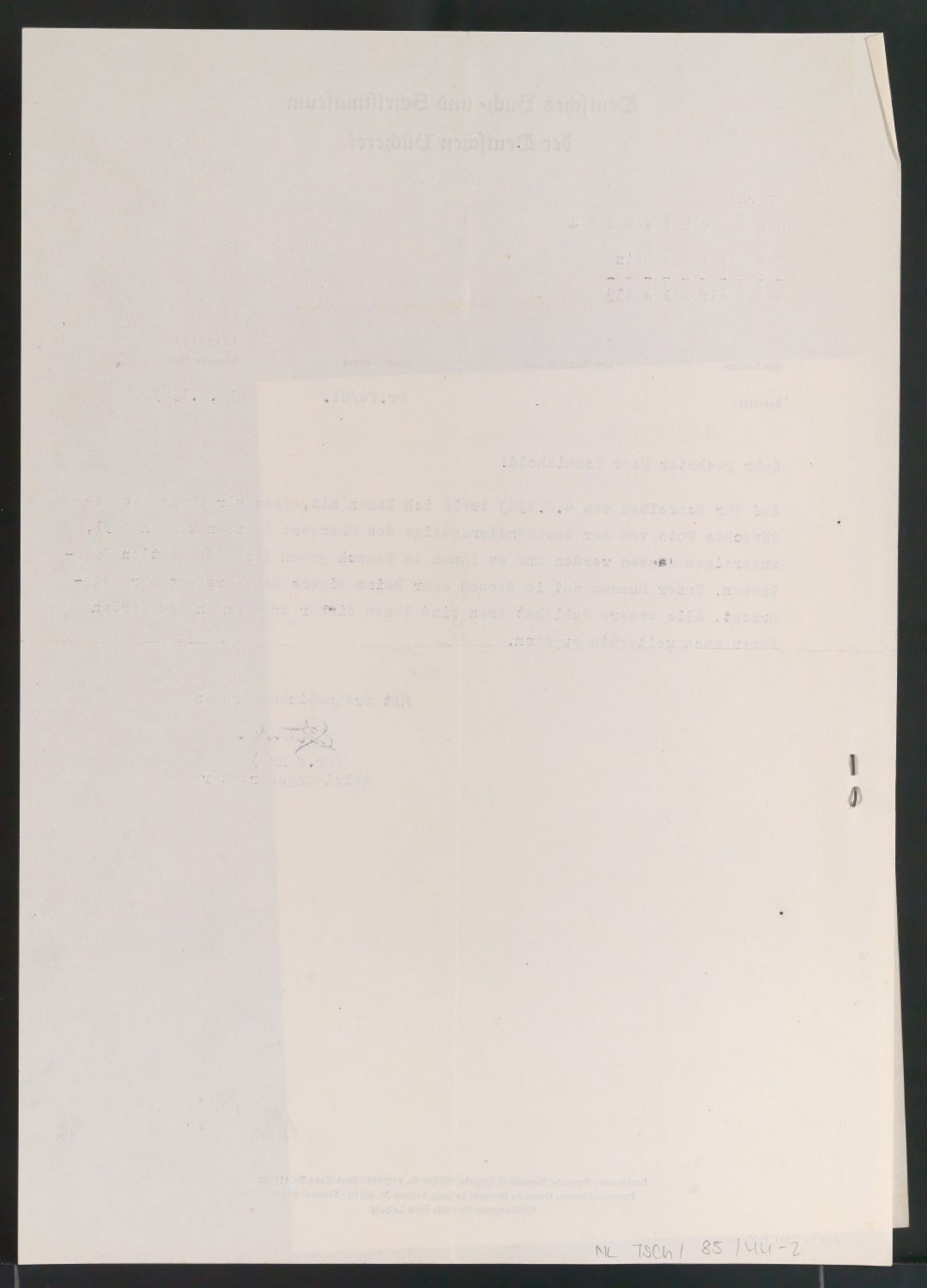 Briefe von Deutsches Buch- und Schriftmuseum an Jan Tschichold vom 13.2.1963 und 26.2.1963 — Blatt 6