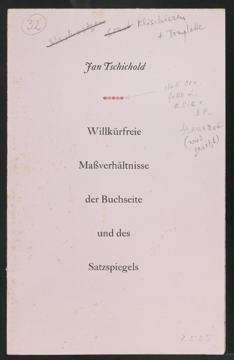 Druckfreigabe für den Umschlag von Willkürfreie Maßverhältnisse der Buchseite und des Satzspiegels — Blatt 1