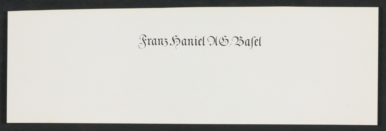 Probedruck für einen Briefkopf für Franz Haniel AG — Blatt 1