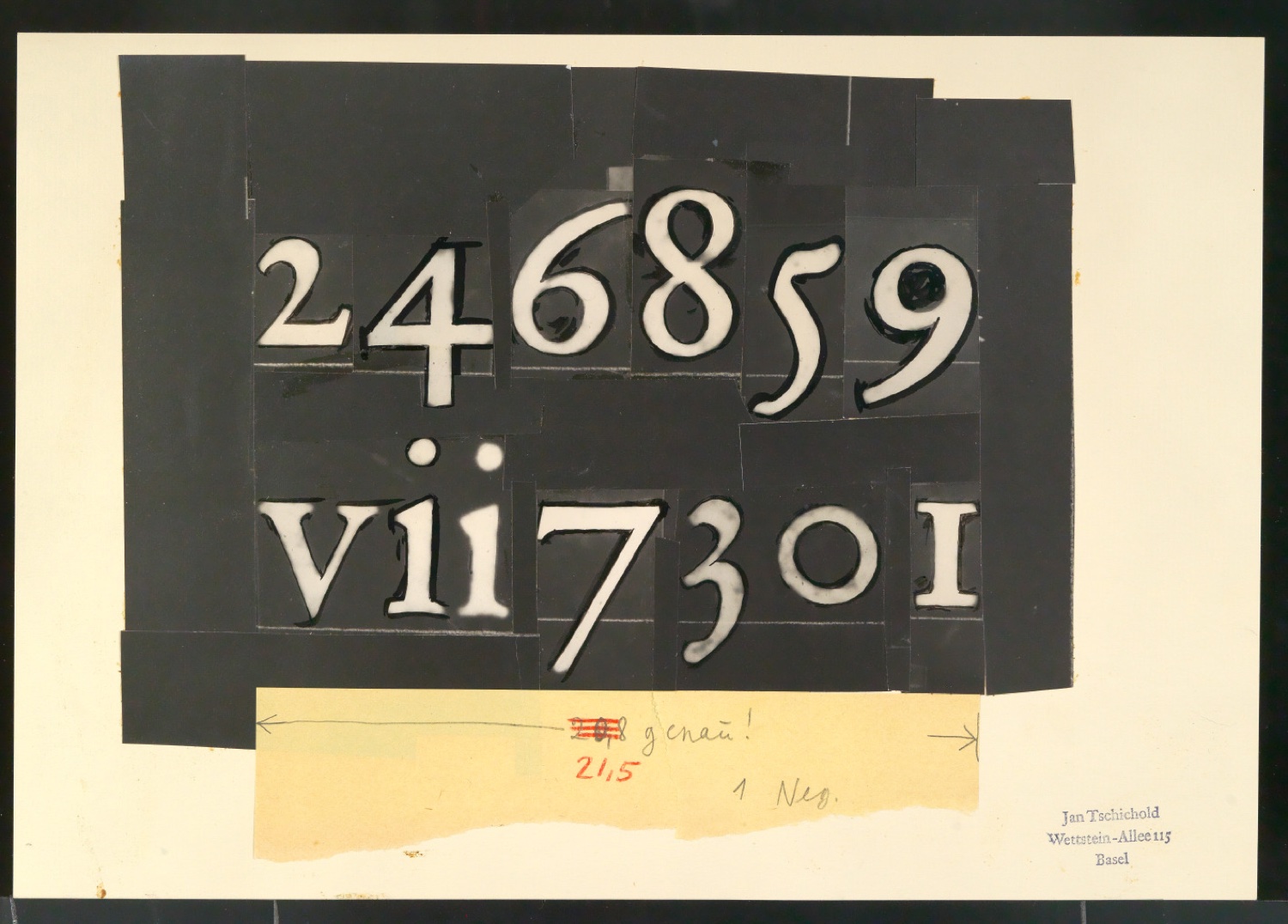 Montierte Klischeevorlagen und Notiz zur Garamond — Blatt 5