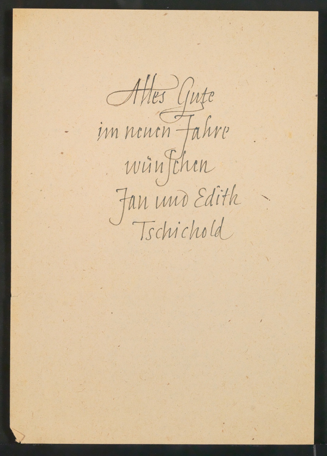 Entwurfszeichnung von Neujahrswunsch Alles Gute im neuen Jahr wünschen Jan und Edith Tschichold — Blatt 1