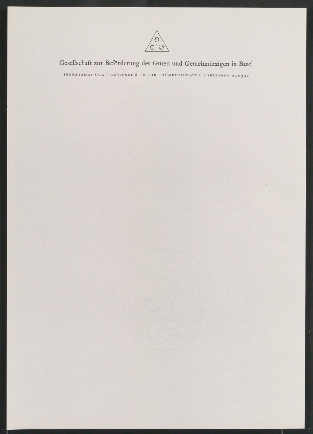 Belegexemplare vom Corporate Design für Gesellschaft zur Beförderung des Guten und Gemeinnützigen Basel — Blatt 37