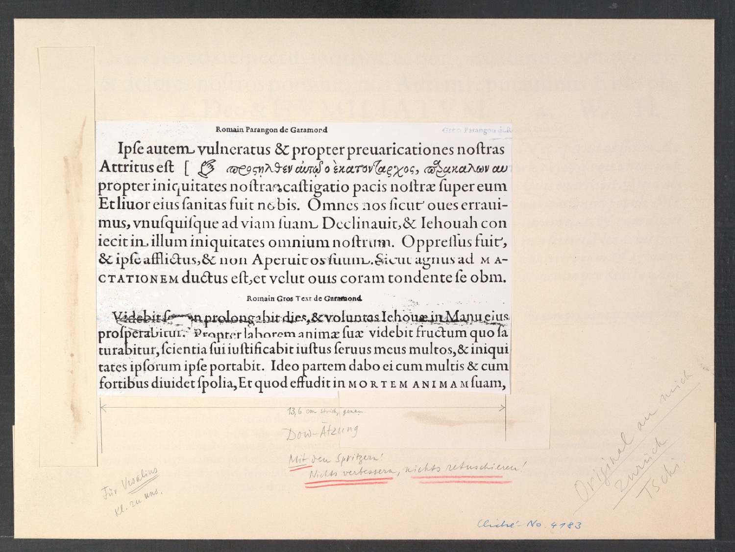 Montierte Klischeevorlagen für Illustrationen der Romains Paragon de Garamond und Romain Gros Text de Garamond — Blatt 5