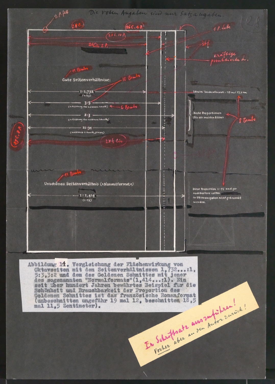 Klebeentwürfe einer Buchillustration über Seitenverhältnisse — Blatt 1