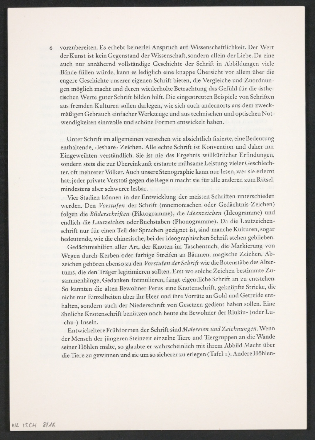 Korrekturfahnen des Textes der ersten Auflage und montierte Seiten zu Geschichte der Schrift in Bildern — Blatt 2