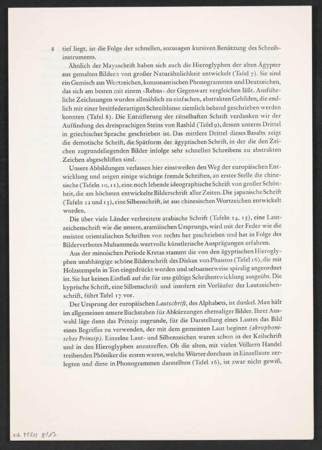 Korrekturfahnen des Textes der ersten Auflage und montierte Seiten zu Geschichte der Schrift in Bildern — Blatt 4