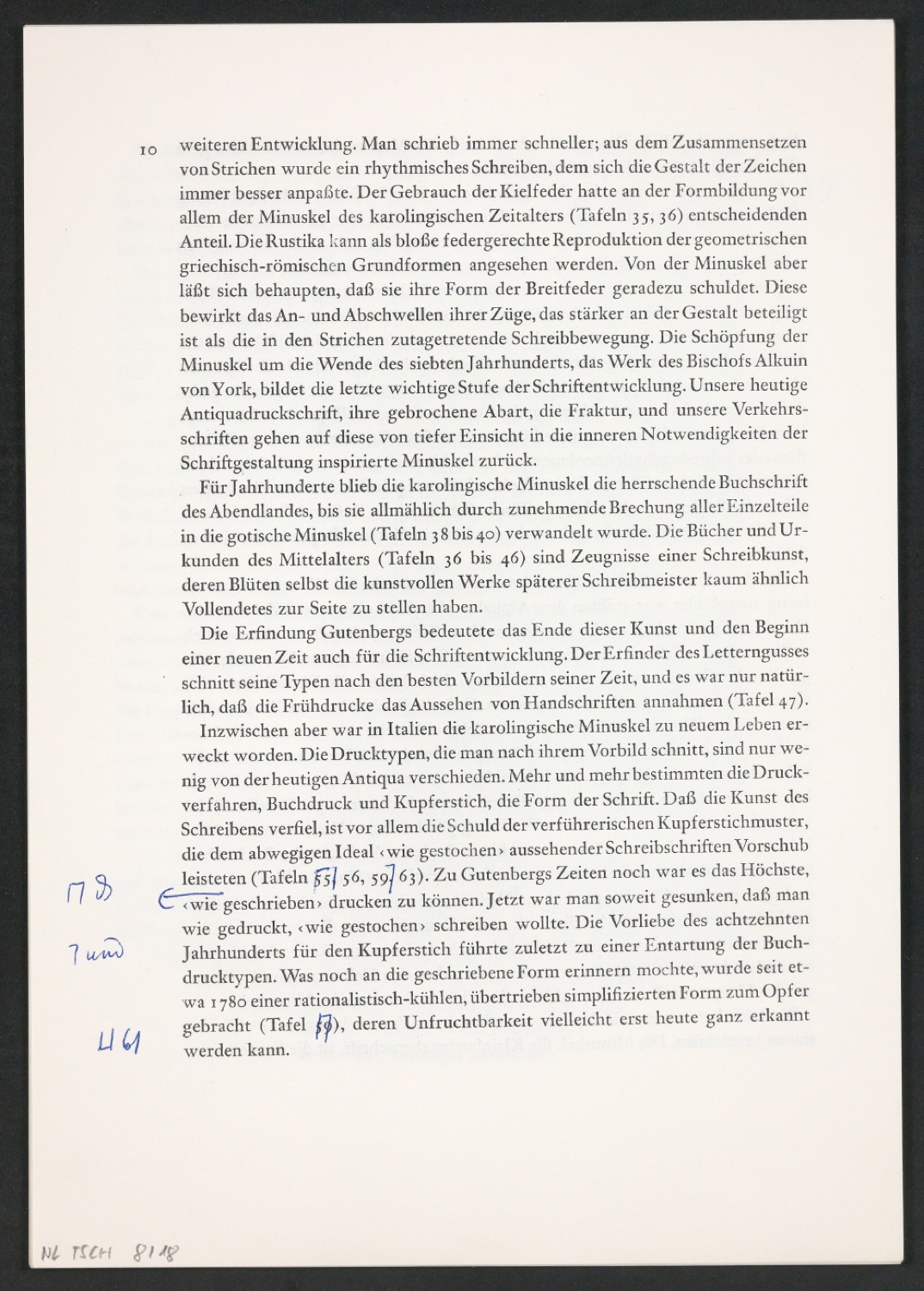 Korrekturfahnen des Textes der ersten Auflage und montierte Seiten zu Geschichte der Schrift in Bildern — Blatt 6