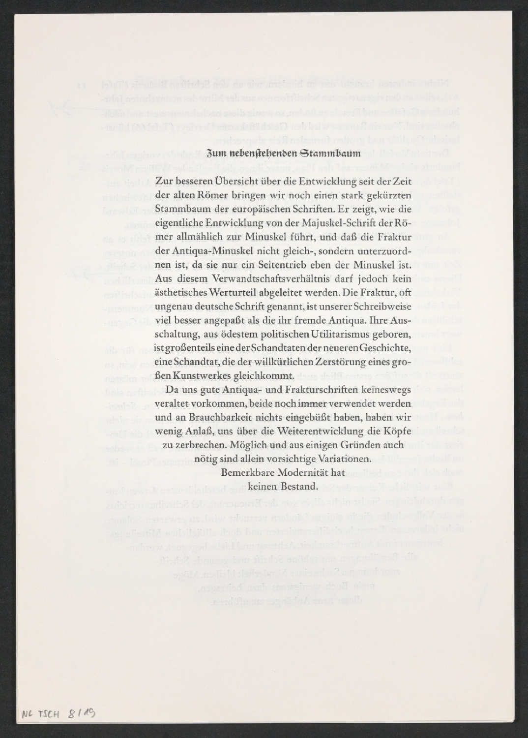 Korrekturfahnen des Textes der ersten Auflage und montierte Seiten zu Geschichte der Schrift in Bildern — Blatt 8