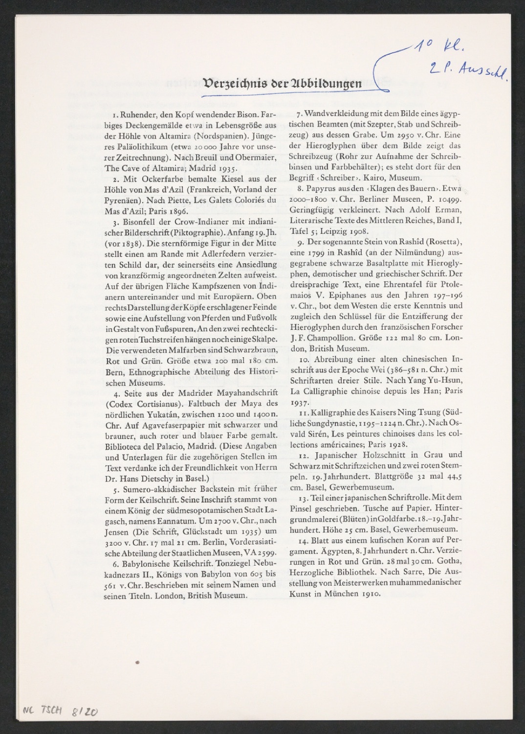 Korrekturfahnen des Textes der ersten Auflage und montierte Seiten zu Geschichte der Schrift in Bildern — Blatt 10