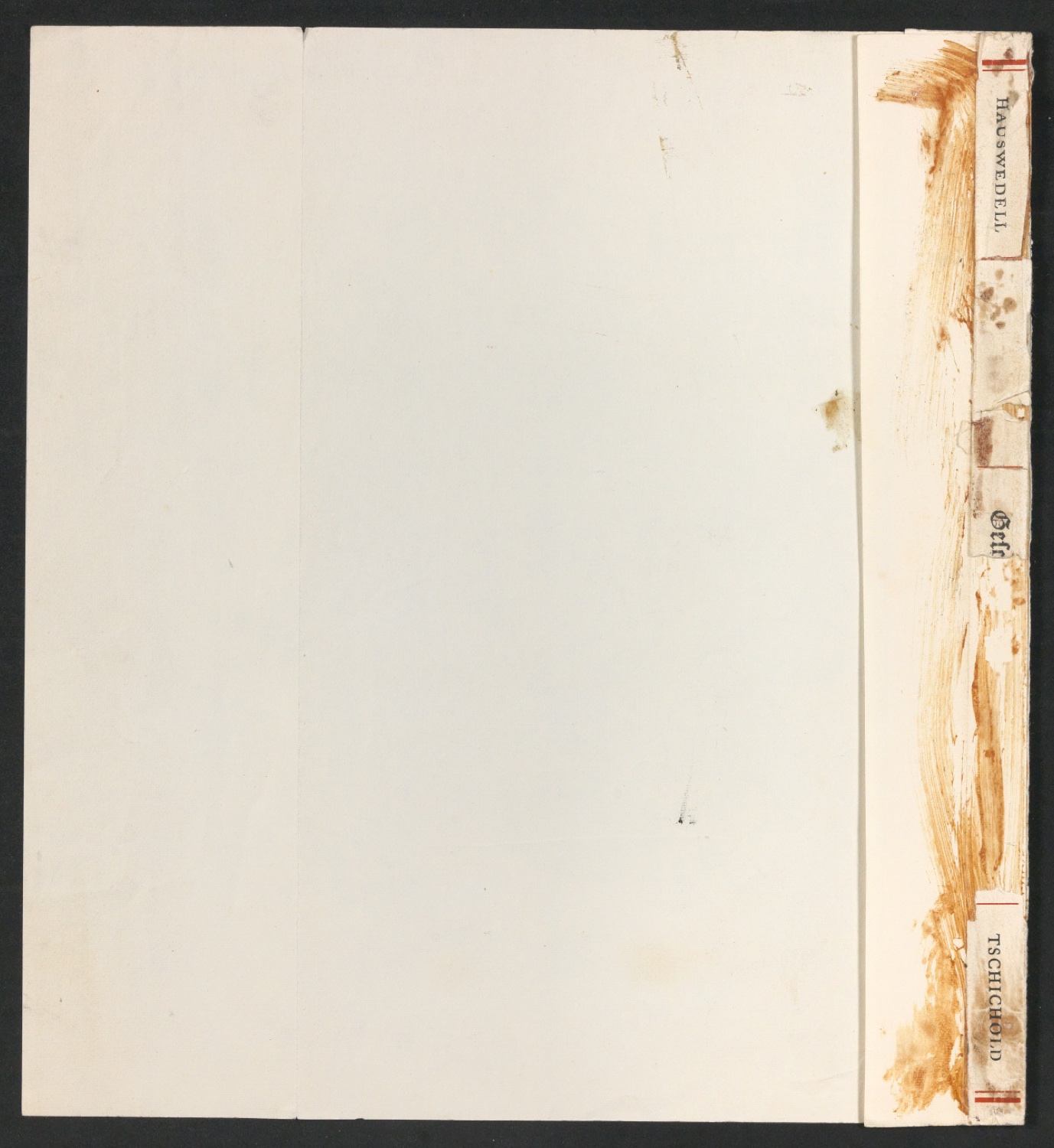 Korrigierter Probedruck mit montiertem Buchrücken für den Schutzumschlag von Geschichte der Schrift in Bildern — Blatt 3