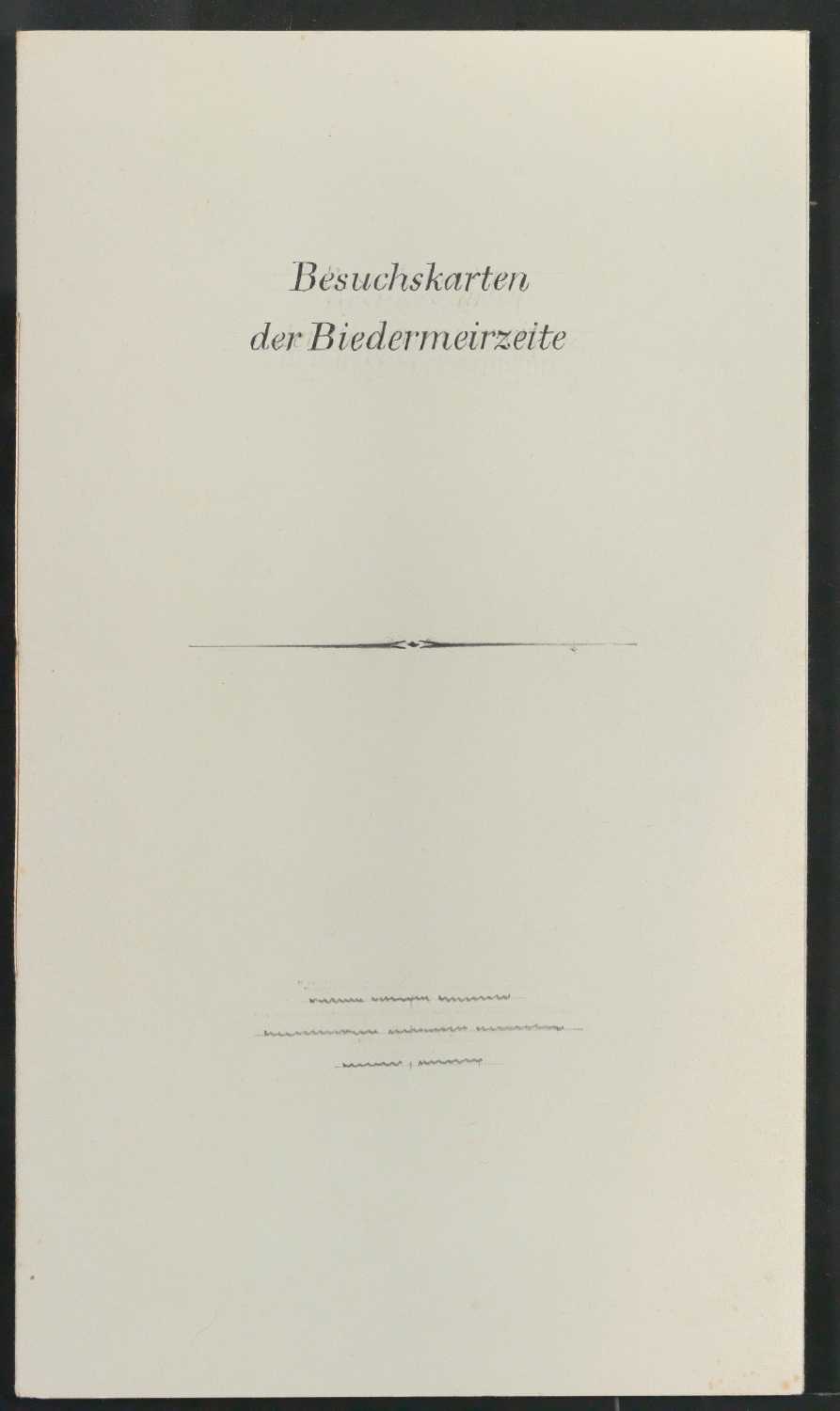 Blindband mit handgezeichneter Titelseite und Skizzen für Besuchskarten der Biedermeierzeit — Blatt 1