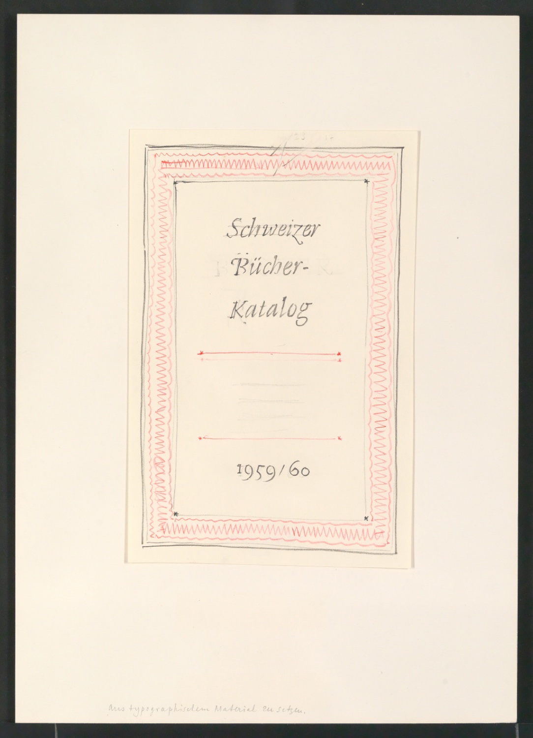 Auf Papier montierte Entwürfe für den Bucheinband von Schweizer Bücherkatalog 1959/60 — Blatt 5