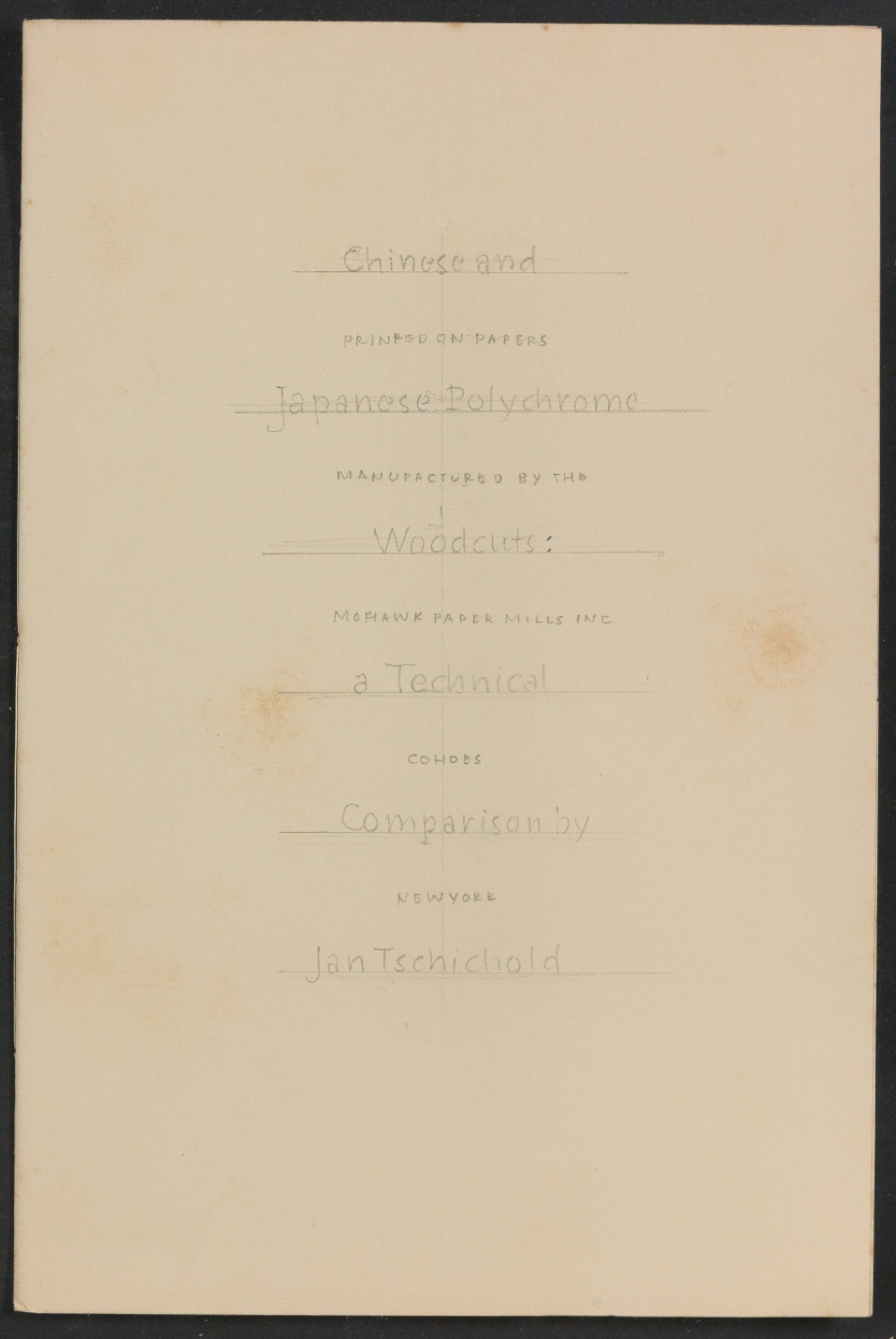 Handschriftlicher Entwurf auf Blindband für den Umschlag von Chinese and Japanese Polychrome Woodcuts — Blatt 1