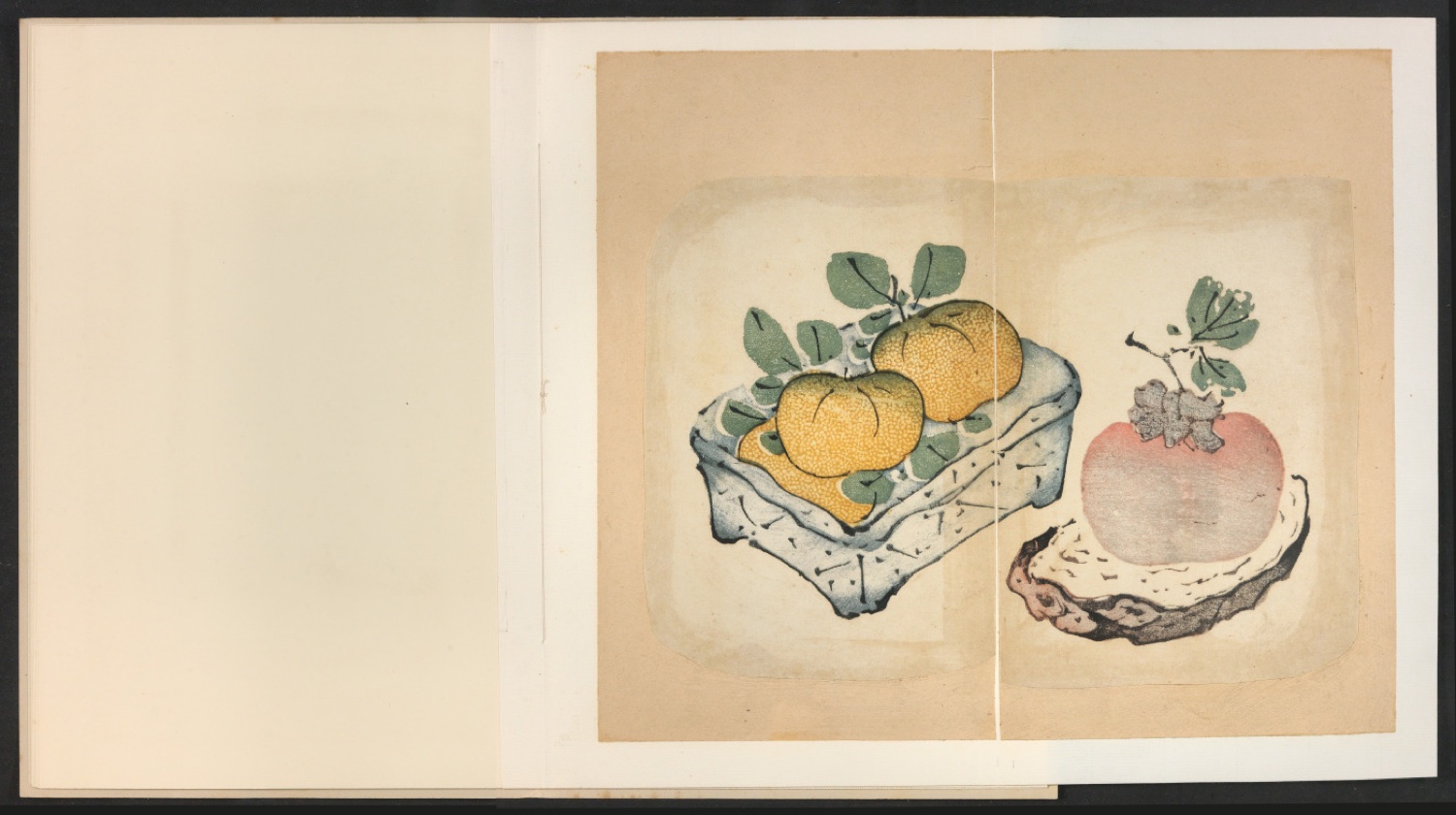 Handschriftlicher Entwurf auf Blindband für den Umschlag von Chinese and Japanese Polychrome Woodcuts — Blatt 9