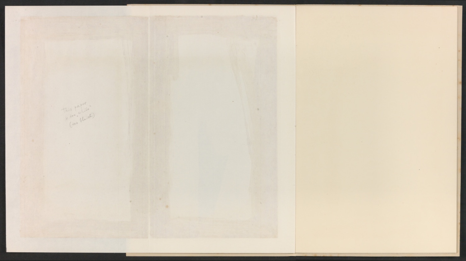 Handschriftlicher Entwurf auf Blindband für den Umschlag von Chinese and Japanese Polychrome Woodcuts — Blatt 10