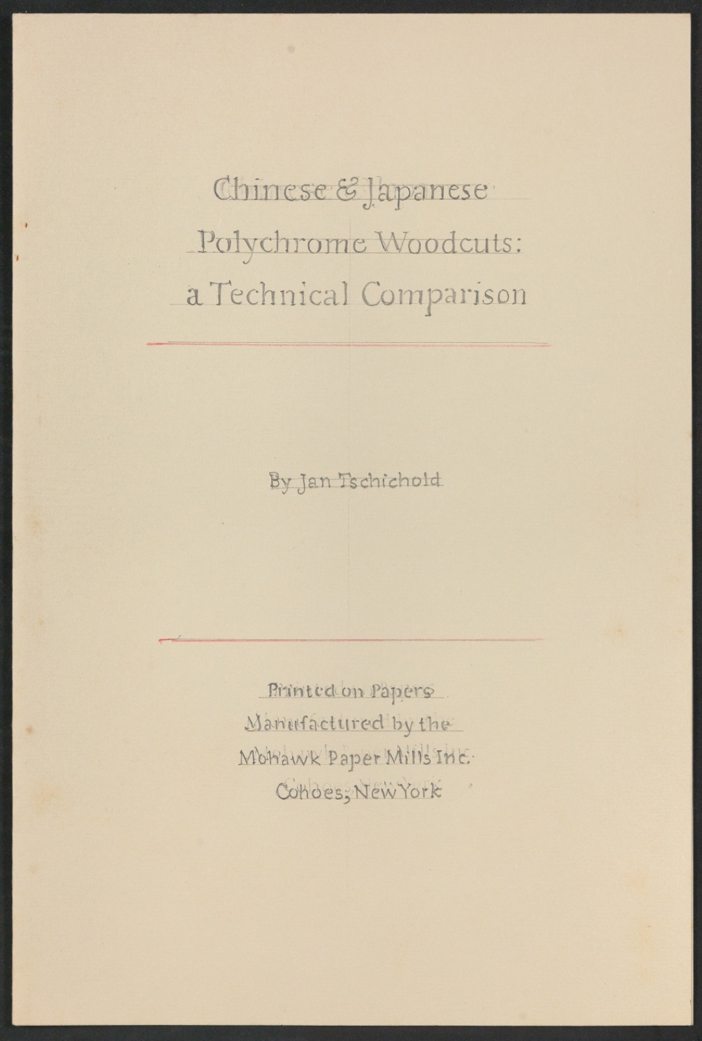 Handschriftlicher Entwurf für den Umschlag von Chinese and Japanese Polychrome Woodcuts — Blatt 1