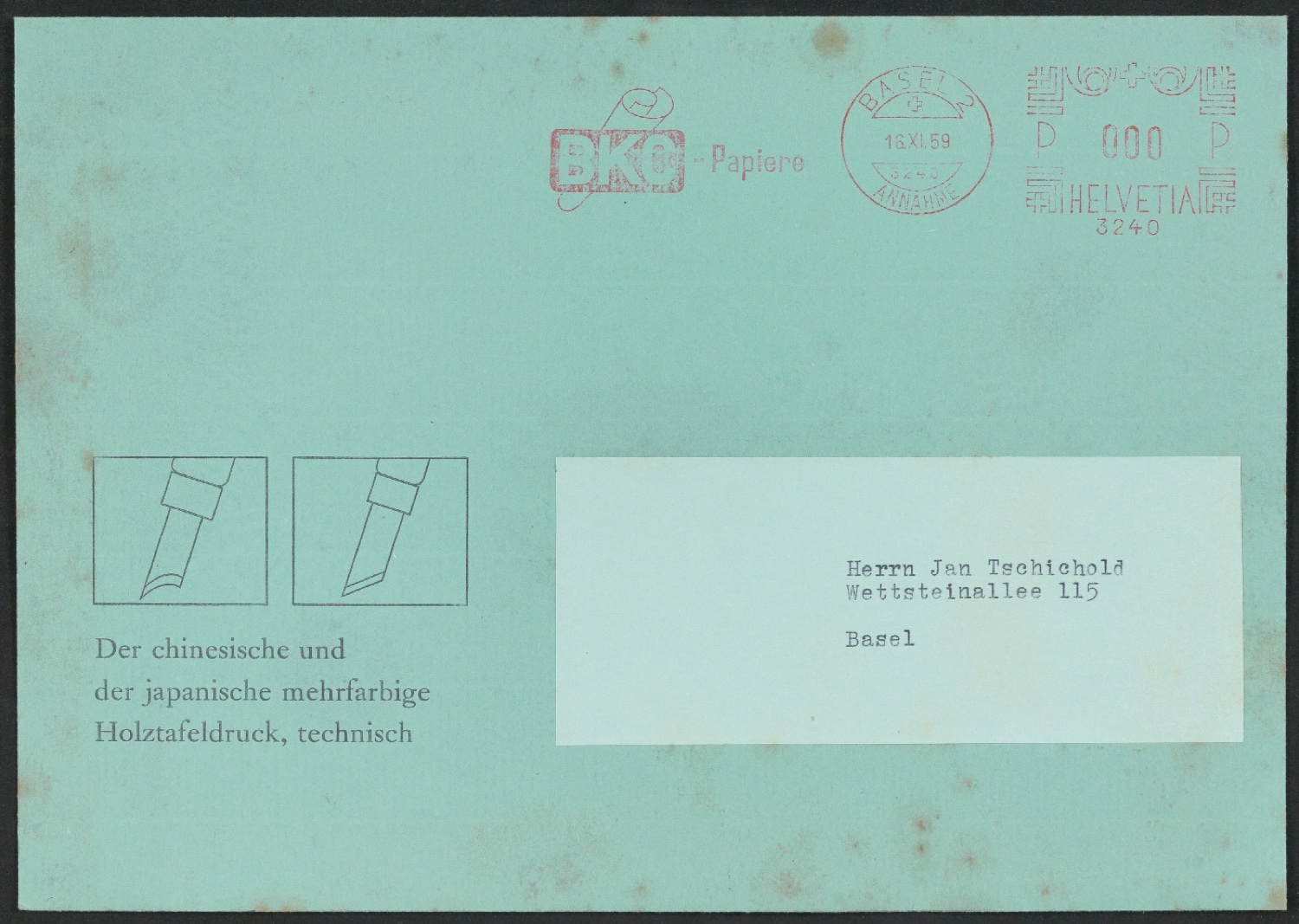 Briefumschlag für den Versand von Der chinesische und der japanische mehrfarbige Holztafeldruck, technisch — Blatt 1
