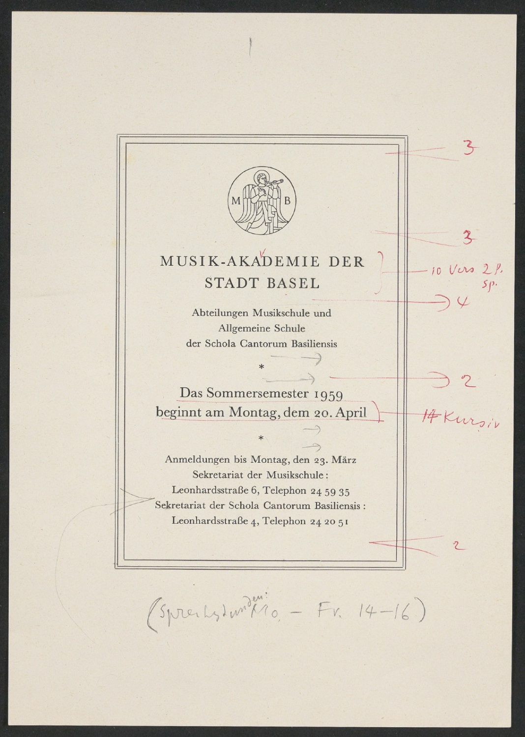 Musik-Akademie der Stadt Basel — Blatt 3