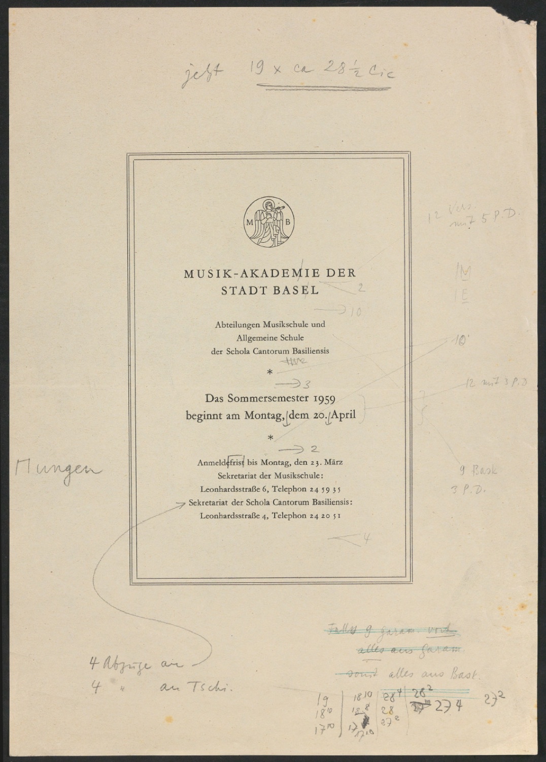 Musik-Akademie der Stadt Basel — Blatt 1