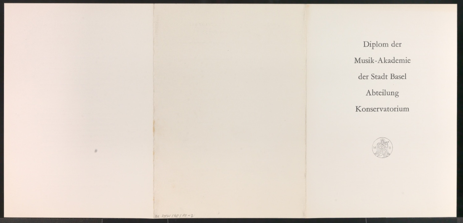 Diplom der Musikakademie der Stadt Basel, Abteilung Konservatorium — Blatt 4