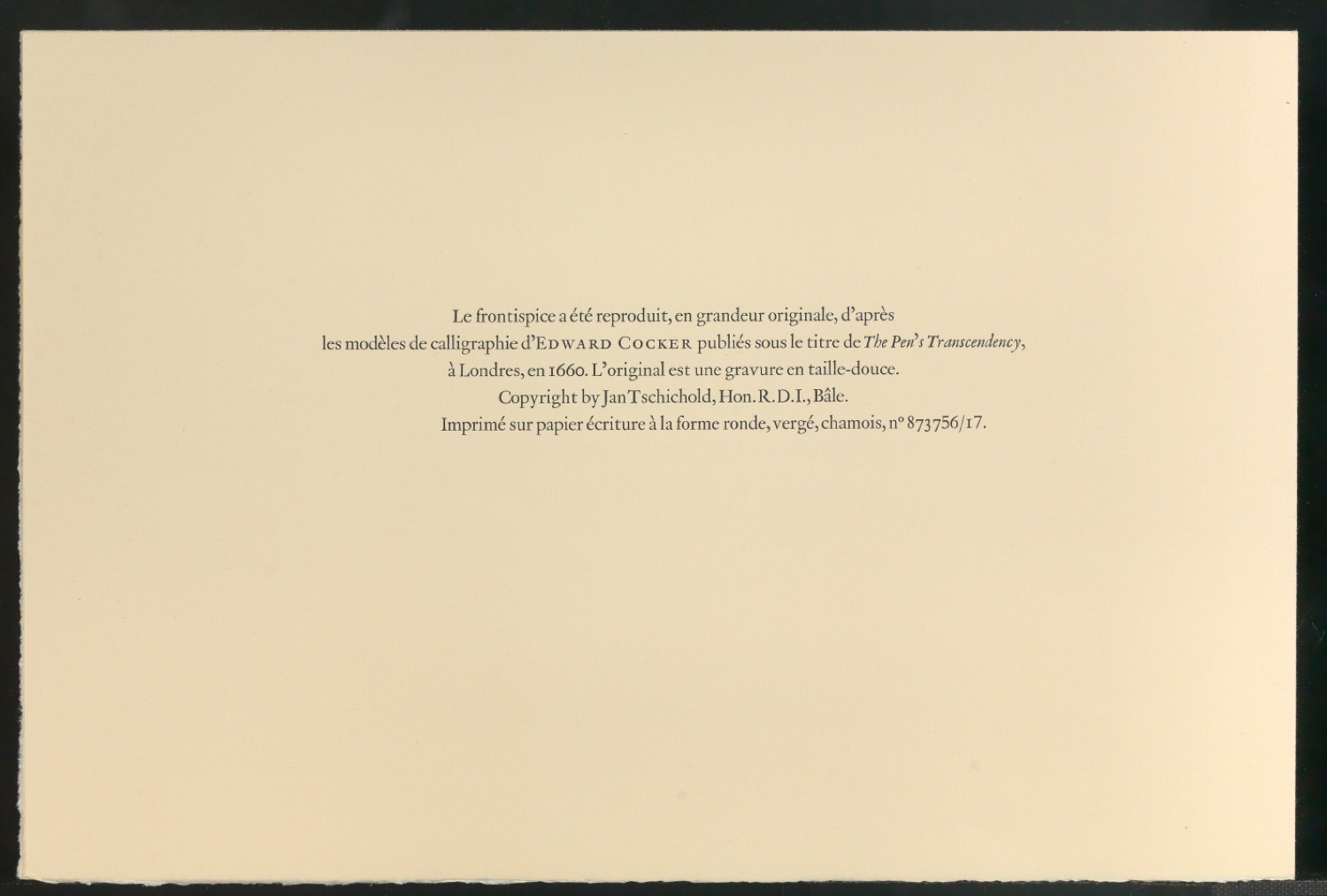 Probedrucke von Neujahrswunsch Edward Cocker französisch — Blatt 3