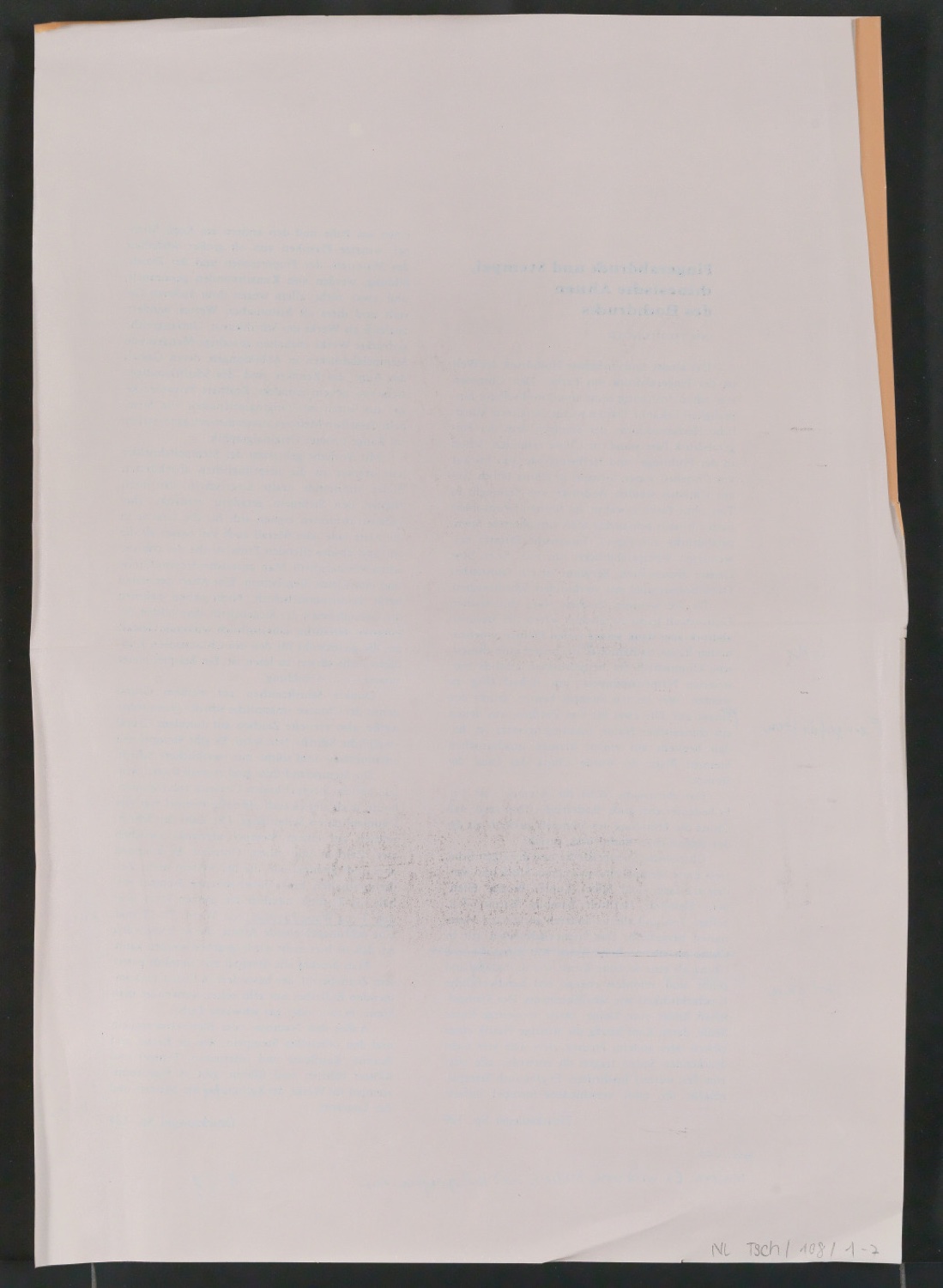 Kapitelverzeichnis und Angaben zur Herstellung für Von chinesischer Buch- und Drucktechnik (Typoskript) — Blatt 9