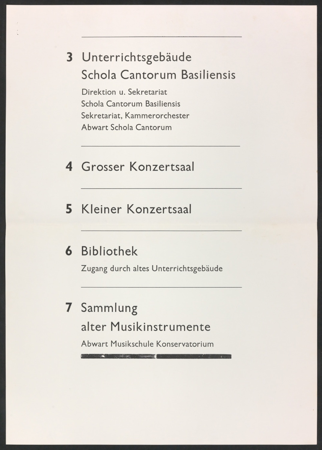 Probedrucke von Orientierungstafeln für Musik-Akademie Basel — Blatt 1