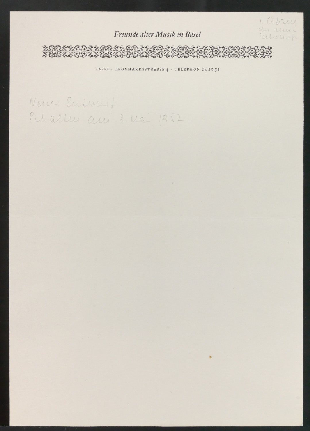 Probedrucke von Briefbögen Corporate Design Freunde Alter Musik Basel — Blatt 15