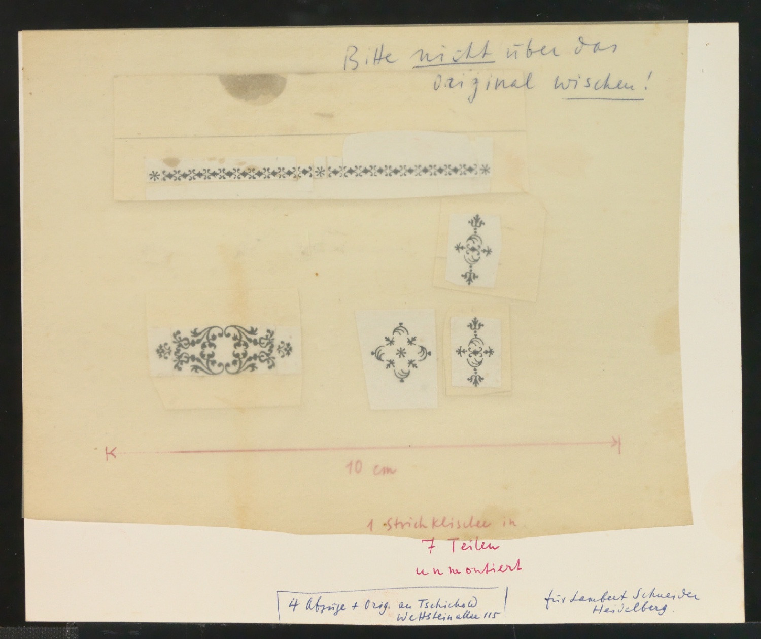 Klebeentwurf für fünf Ornamente von Schönste, liebe mich — Blatt 1