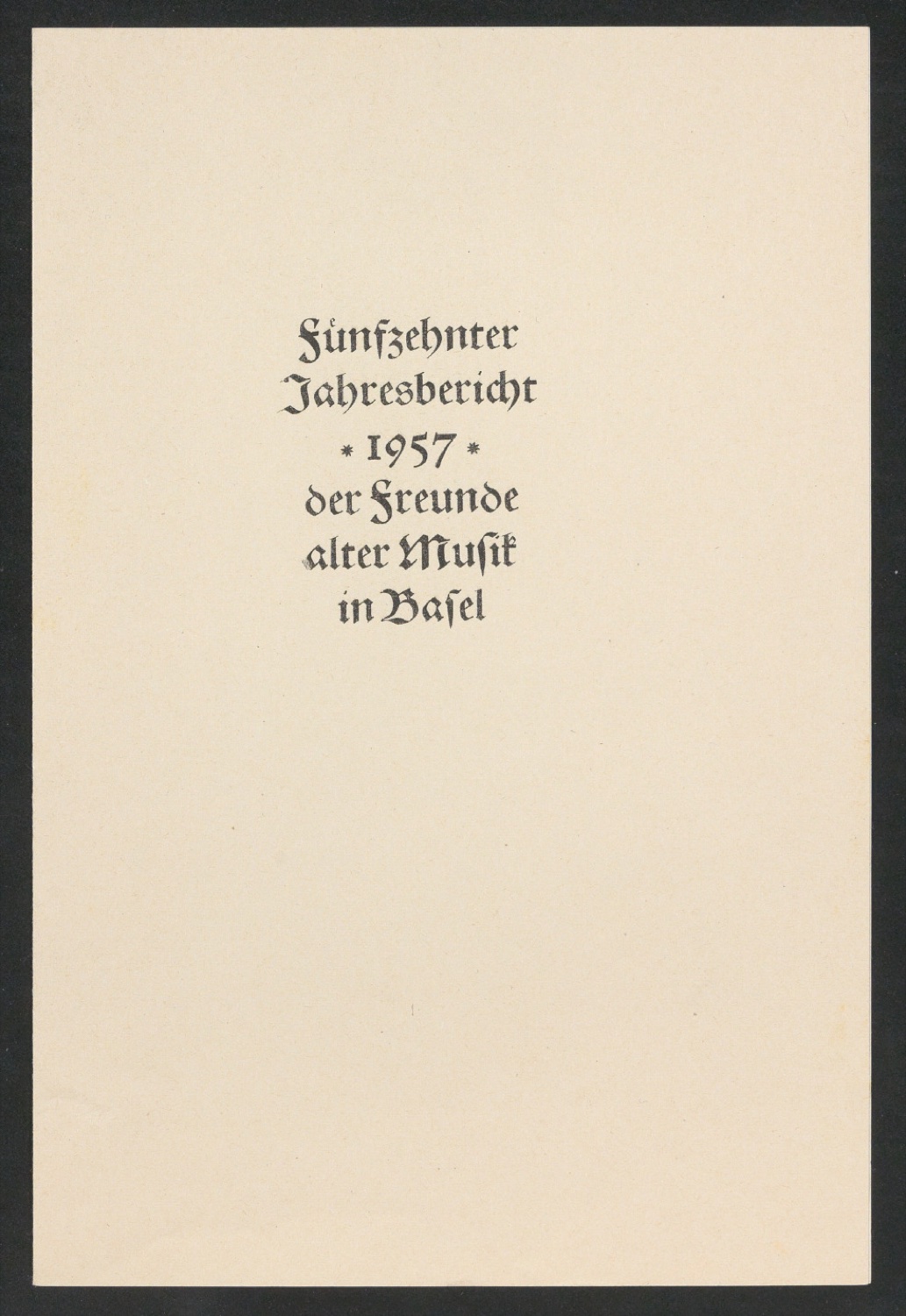 Probedruck für Umschlag von Jahresbericht der Freunde alter Musik 1957 — Blatt 1