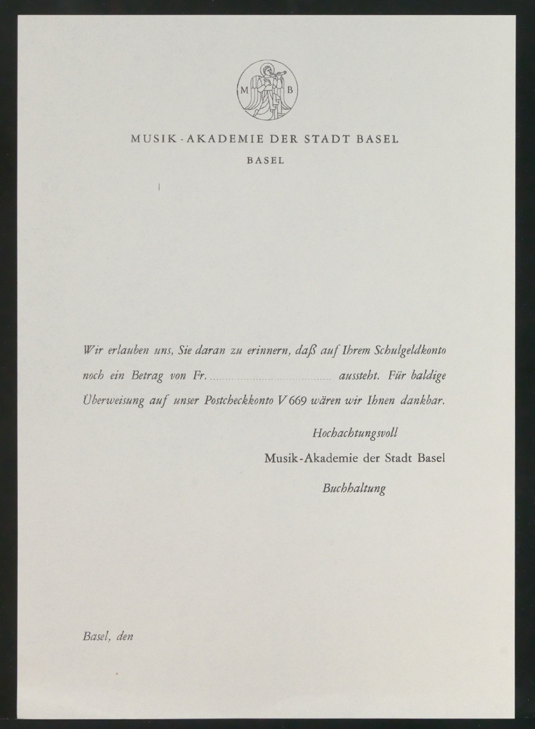 Belegexemplare vom Corporate Design für Musik-Akademie Basel — Blatt 81