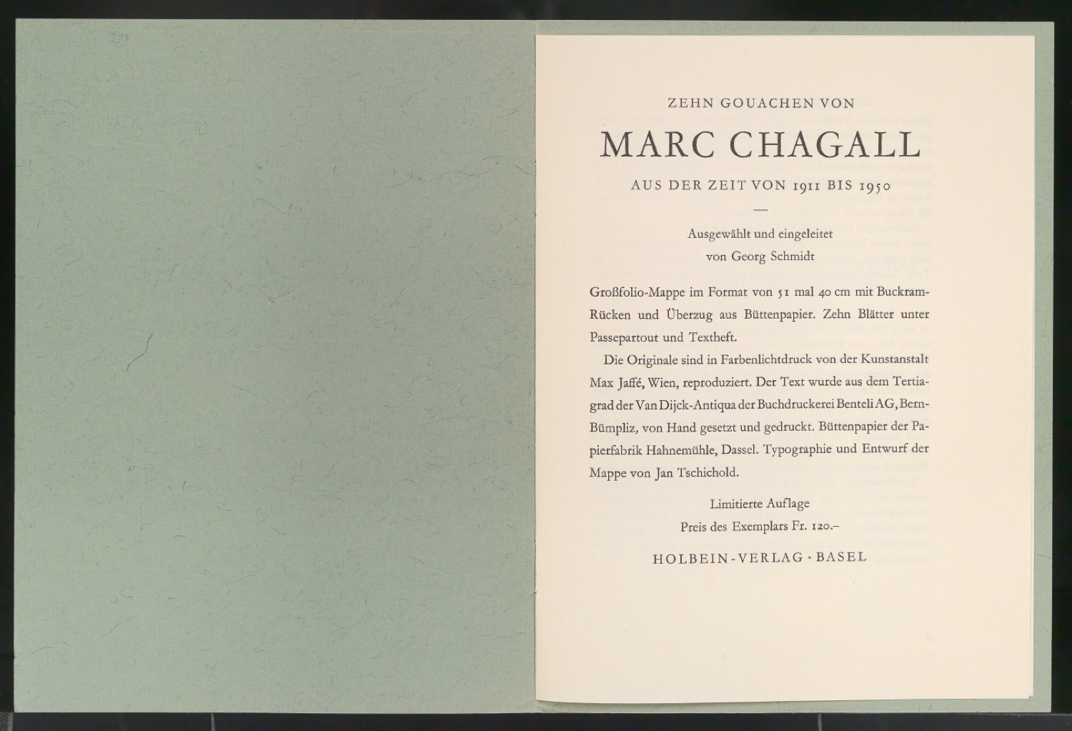 Probedruck für Titelblatt und Broschüre von Zehn Gouachen von Marc Chagall — Blatt 2