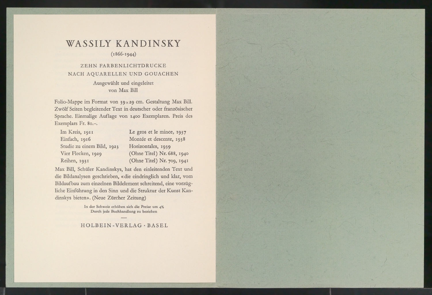 Probedruck für Titelblatt und Broschüre von Zehn Gouachen von Marc Chagall — Blatt 4