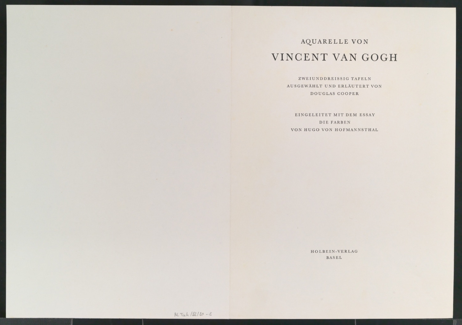 Probedruck für das Titelblatt von Vincent van Gogh — Blatt 1