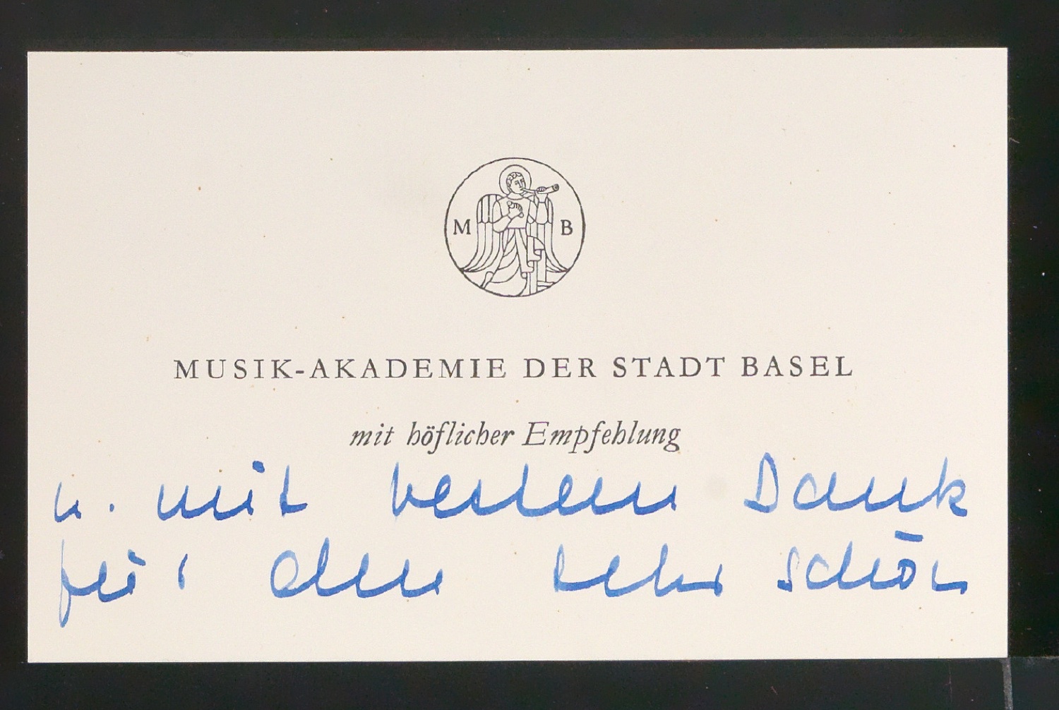 Empfehlungskarte Musik-Akademie — Blatt 1
