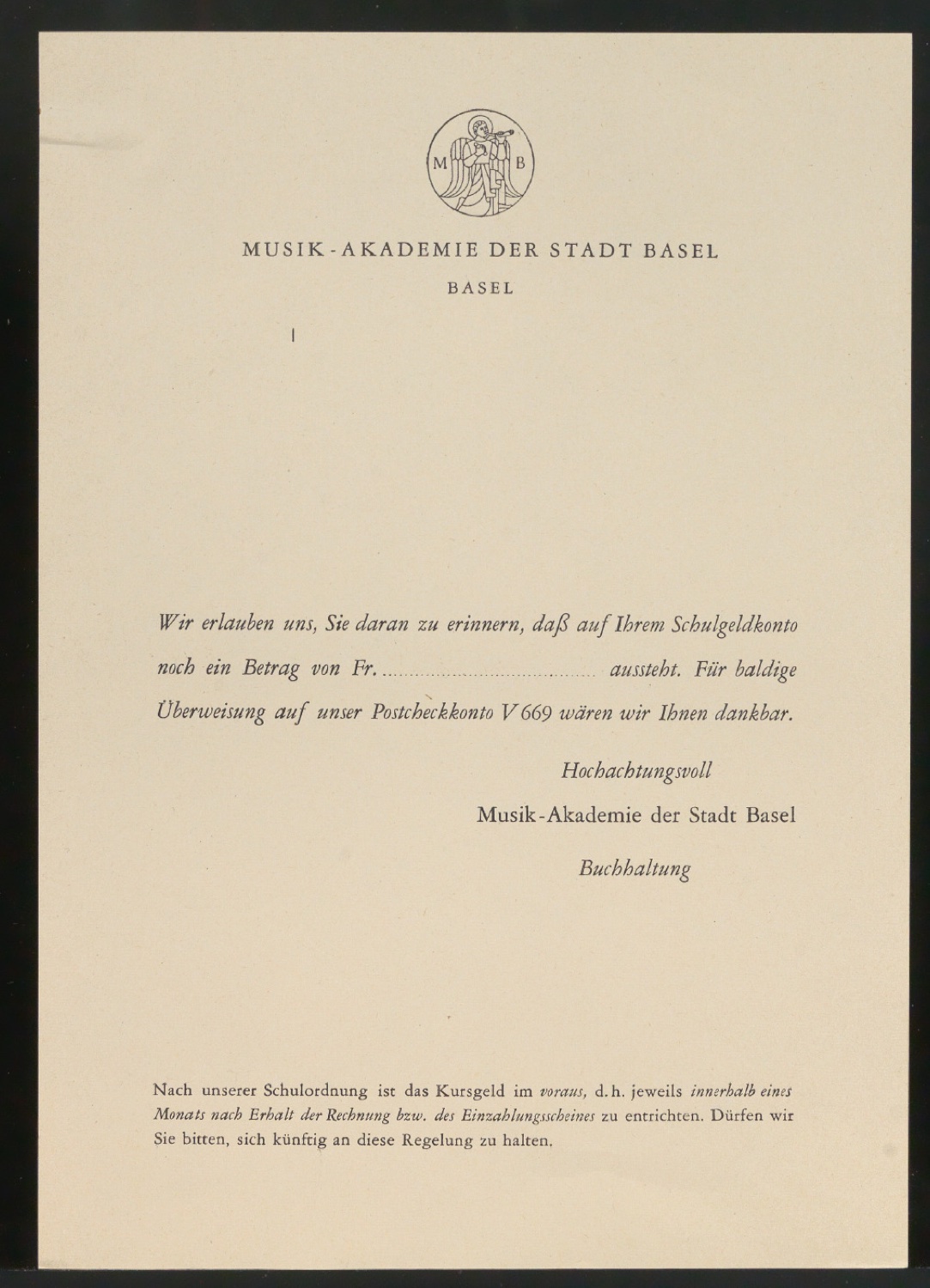 Korrekturfahnen, Entwürfe und Probedrucke zum Corporate Design für Musik-Akademie Basel — Blatt 11