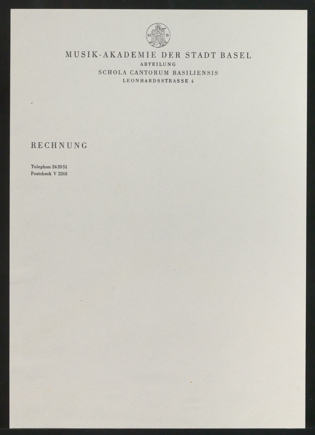 Entwurf und Probedrucke des Corporate Design für Musik-Akademie Basel — Blatt 1