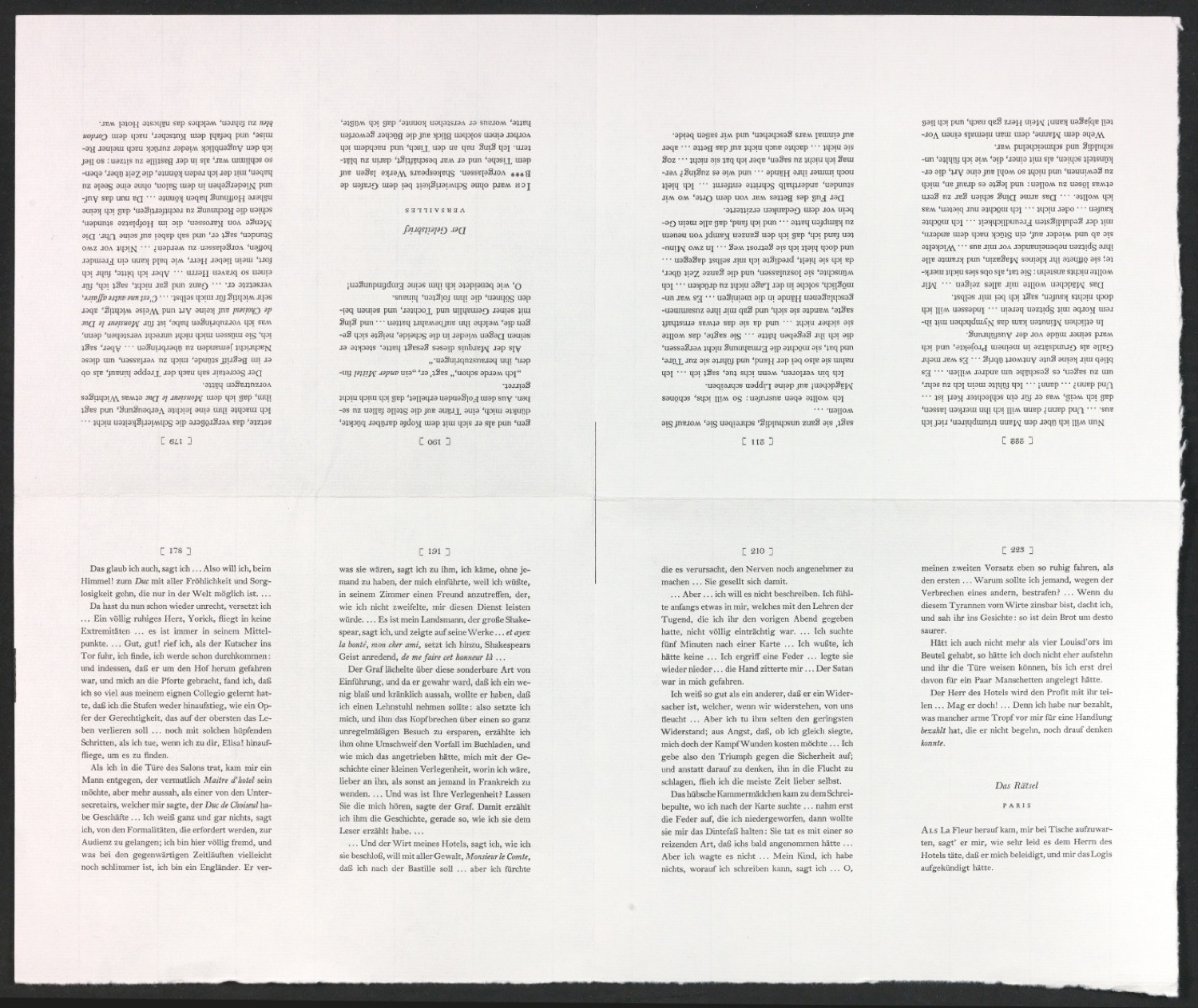 Probedrucke auf Druckbögen für Seiten von Yorick — Blatt 1
