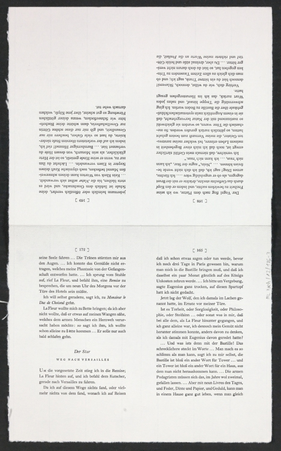 Probedrucke auf Druckbögen für Seiten von Yorick — Blatt 6