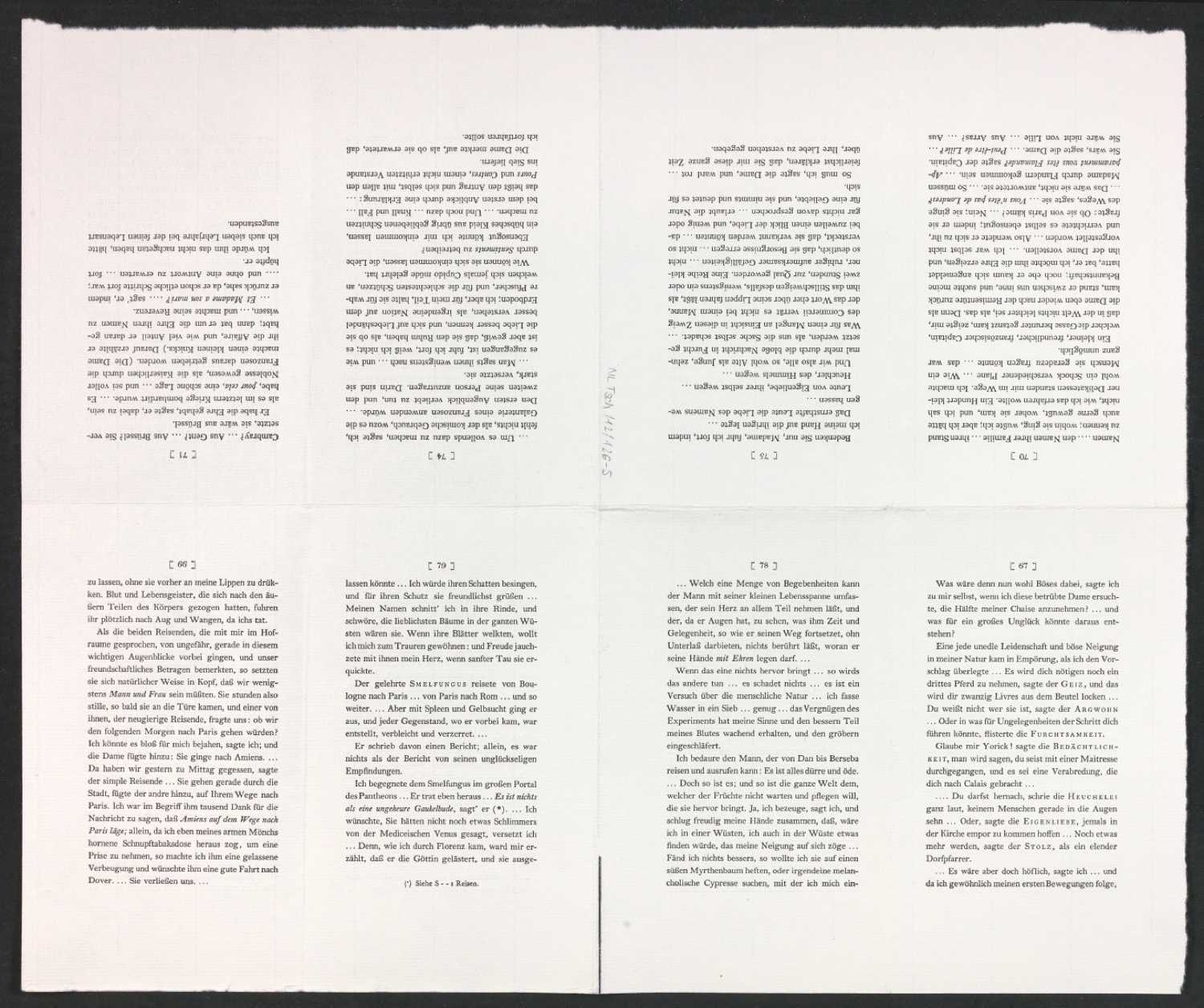 Probedrucke auf Druckbögen für Seiten von Yorick — Blatt 10