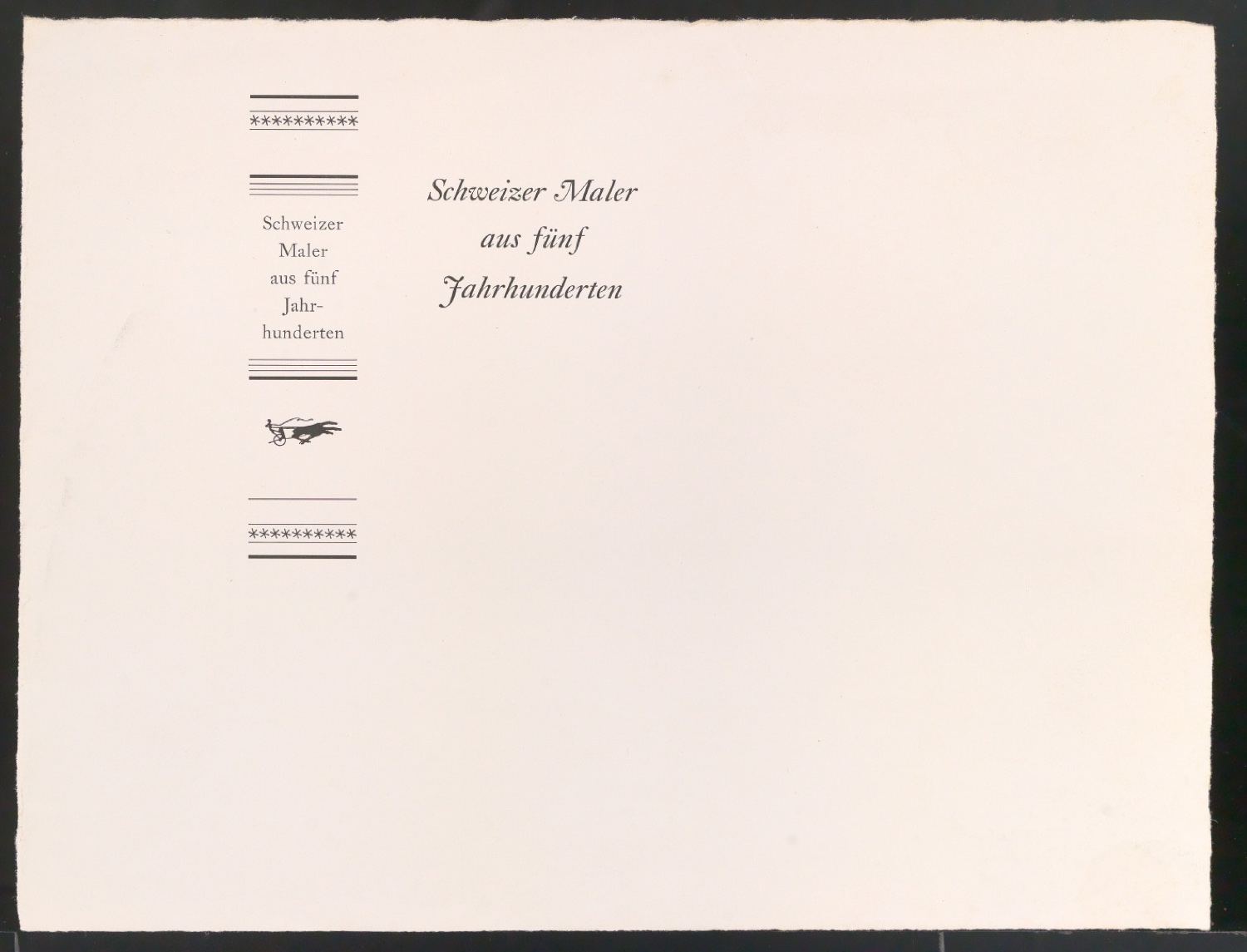 Probedrucke für Titelblatt, Titelschild und Rückenschild von Schweizer Maler aus fünf Jahrhunderten — Blatt 5