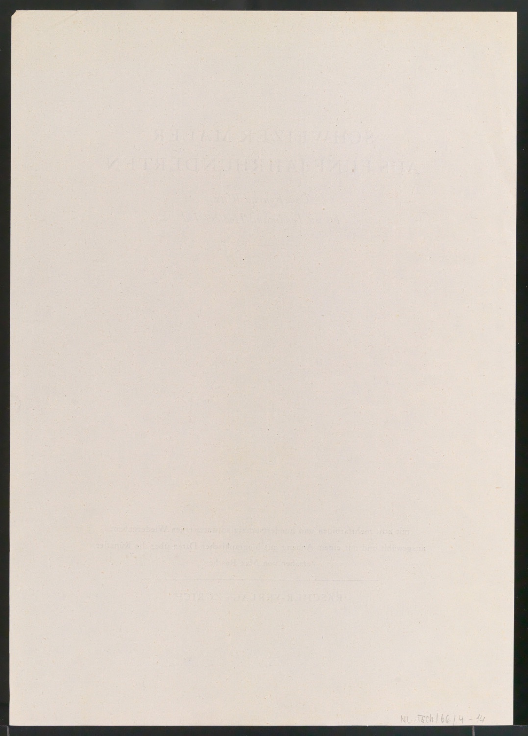 Probedrucke für Titelblatt, Titelschild und Rückenschild von Schweizer Maler aus fünf Jahrhunderten — Blatt 12