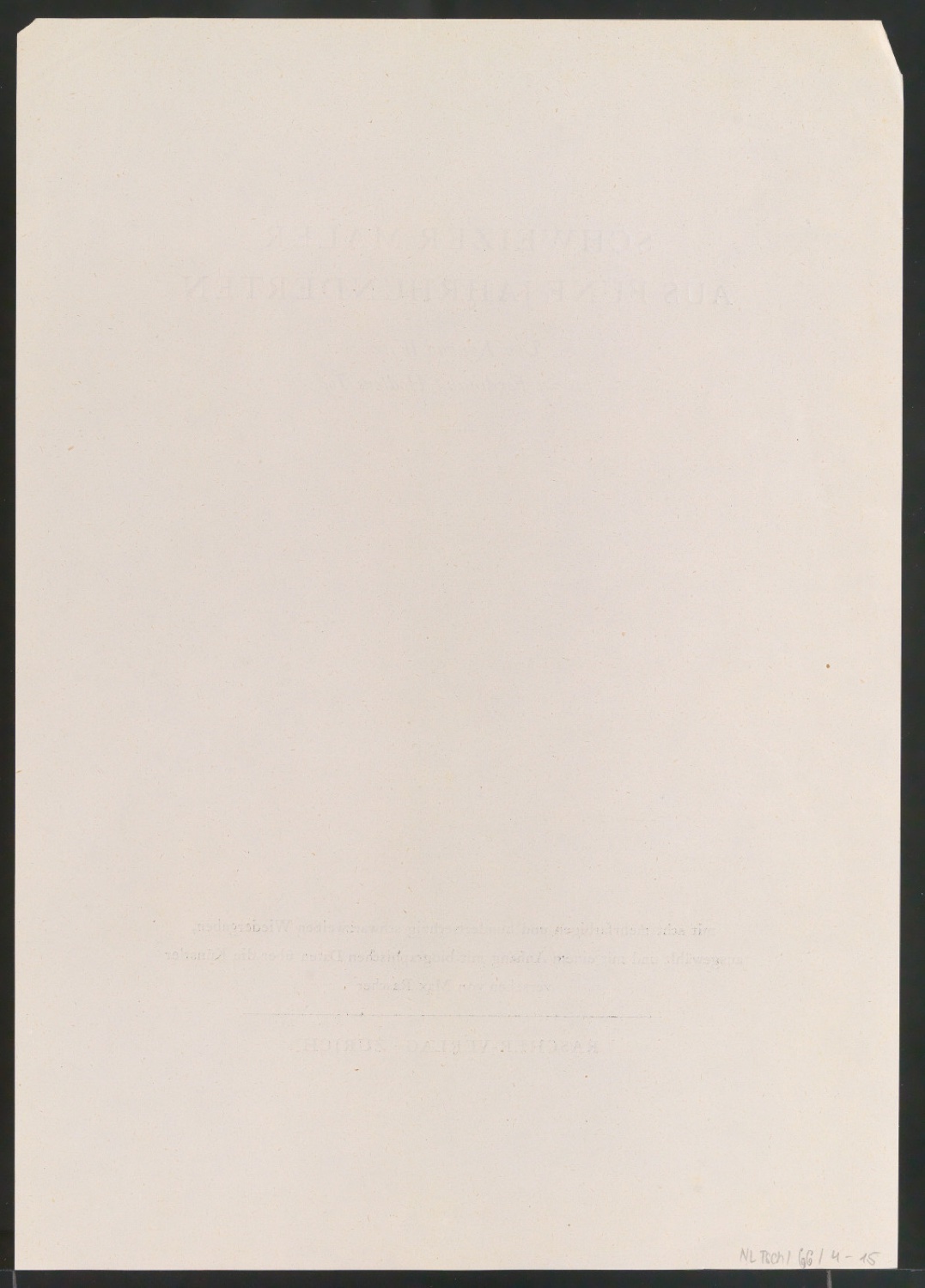 Probedrucke für Titelblatt, Titelschild und Rückenschild von Schweizer Maler aus fünf Jahrhunderten — Blatt 14