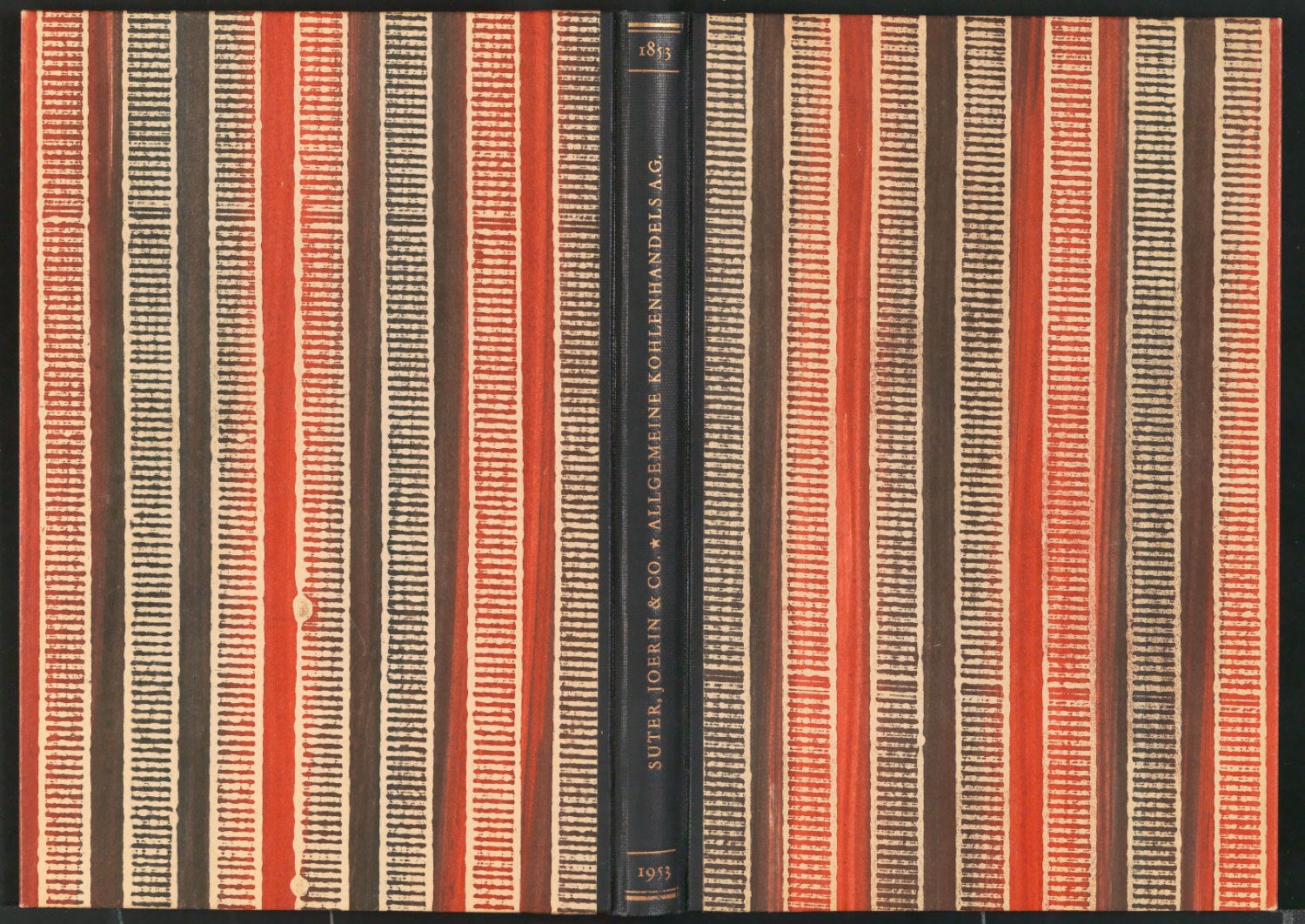 Einbanddecke für Festschrift zur Feier des einhundertjährigen Bestehens der Firmen Suter, Joerin & Co. und Allgemeine Kohlenhandels AG in Basel — Blatt 1