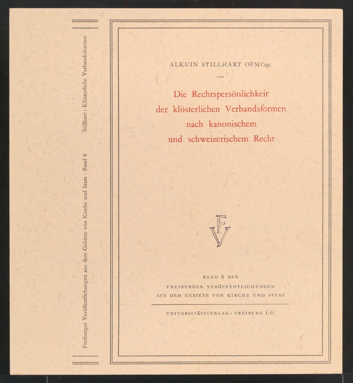 Probedruck für den Bucheinband von Die Rechtspersönlichkeit der klösterlichen Verbandsformen — Blatt 1