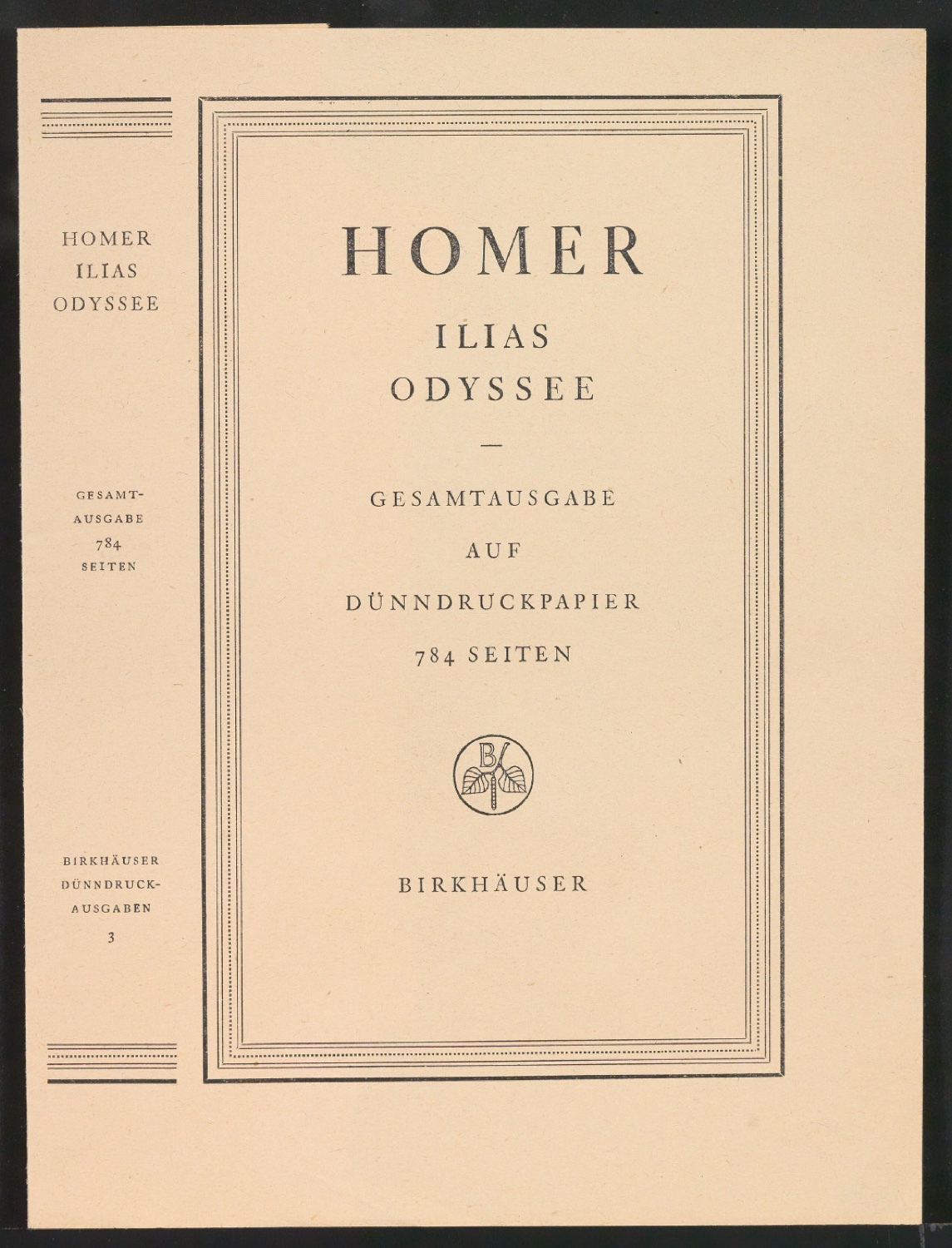 Titelblatt und Korrekturfahne Ilias und Odyssee — Blatt 1