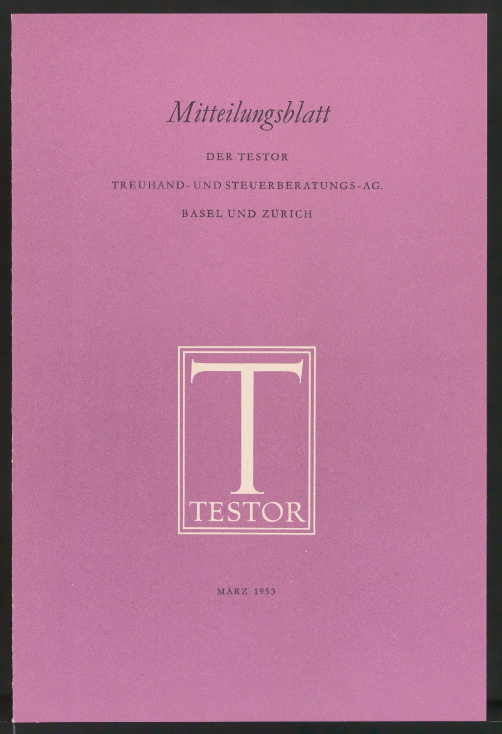 Probedrucke für den Umschlag von Mitteilungsblatt der Testor Treuhand- und Steuerberatungs AG — Blatt 4